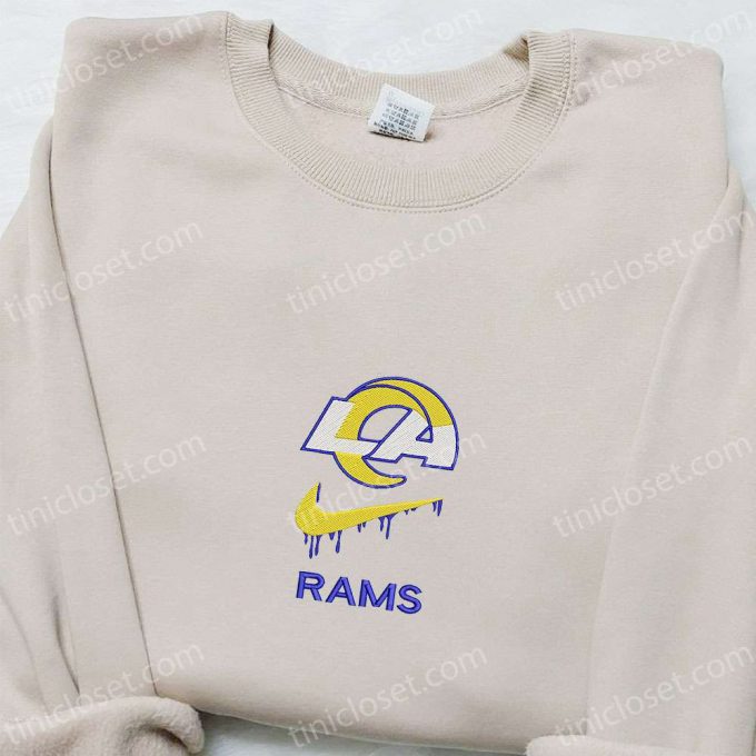 Los Angeles Rams X Nike Swoosh Drip: Embroidered Shirt &Amp; Hoodie Collection - Nfl Sports Inspired Apparel 2