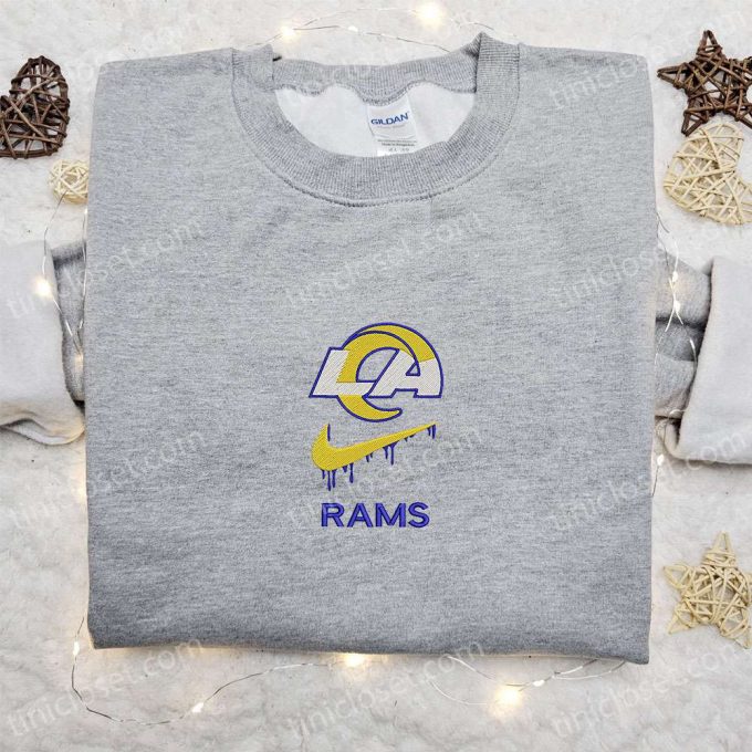 Los Angeles Rams X Nike Swoosh Drip: Embroidered Shirt &Amp; Hoodie Collection - Nfl Sports Inspired Apparel 3