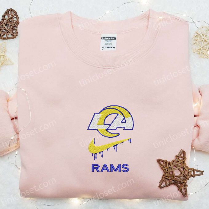 Los Angeles Rams X Nike Swoosh Drip: Embroidered Shirt &Amp; Hoodie Collection - Nfl Sports Inspired Apparel 4