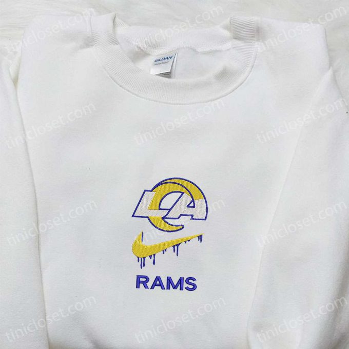 Los Angeles Rams X Nike Swoosh Drip: Embroidered Shirt &Amp; Hoodie Collection - Nfl Sports Inspired Apparel 5