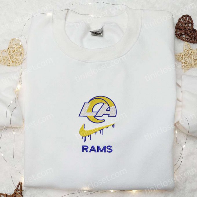 Los Angeles Rams X Nike Swoosh Drip: Embroidered Shirt &Amp; Hoodie Collection - Nfl Sports Inspired Apparel 6