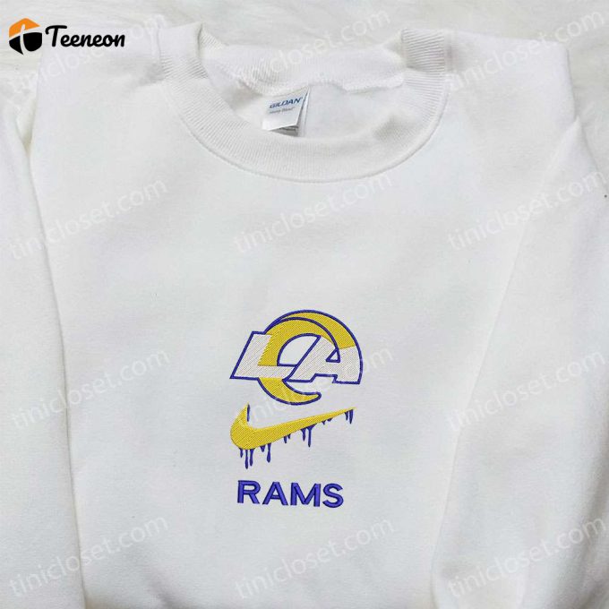 Los Angeles Rams X Nike Swoosh Drip: Embroidered Shirt &Amp;Amp; Hoodie Collection - Nfl Sports Inspired Apparel 1