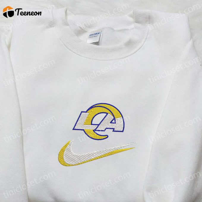 Los Angeles Rams X Nike Swoosh Embroidered Shirt Nfl Sports Shirt &Amp;Amp; Hoodie – Nike Inspired 1