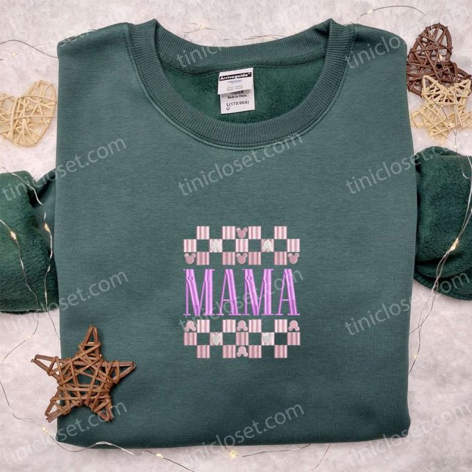 Mama Checkerboard Embroidered T-Shirt: Perfect Holiday Gift &Amp; B Gift For Men Women Mother S Day Ideas 2