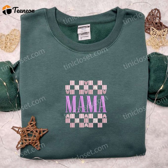 Mama Checkerboard Embroidered T-Shirt: Perfect Holiday Gift &Amp;Amp; B Gift For Men Women Mother S Day Ideas 1