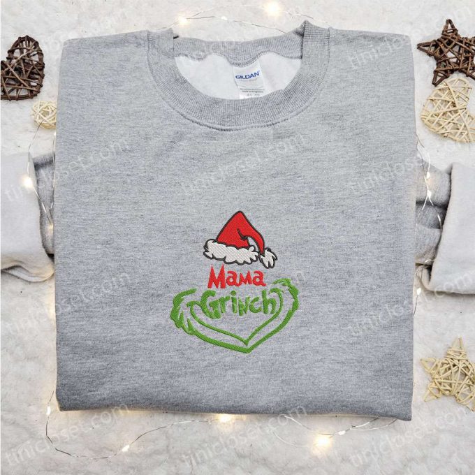 Mama Grinch Embroidered Shirt &Amp; Christmas Hoodie: Perfect Family Christmas Gifts! 3