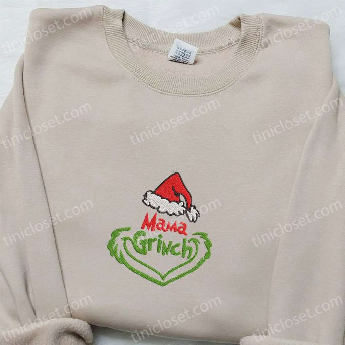 Mama Grinch Embroidered Shirt &Amp; Christmas Hoodie: Perfect Family Christmas Gifts! 5