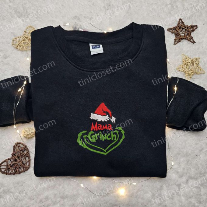 Mama Grinch Embroidered Shirt &Amp; Christmas Hoodie: Perfect Family Christmas Gifts! 6