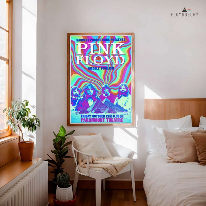 Meddle 1971 Us Tour Paramount Theatre – Pink Floyd Poster For Home Decor Gift For Home Decor Gift 3