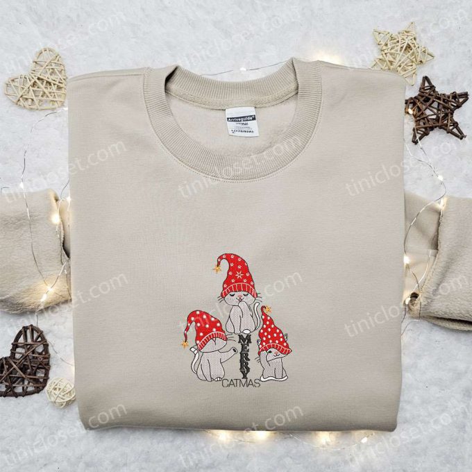 Merry Catmas Gnomes Embroidered Shirt &Amp; Cute Hoodie: B Gift For Men Women Christmas Gifts For Family 2