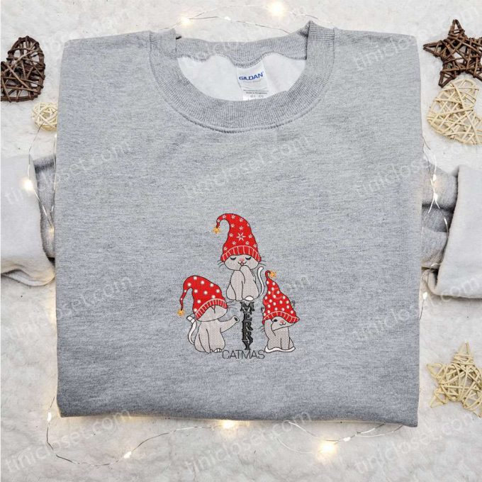 Merry Catmas Gnomes Embroidered Shirt &Amp; Cute Hoodie: B Gift For Men Women Christmas Gifts For Family 3