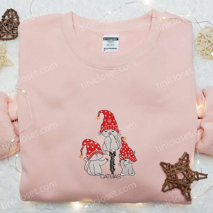 Merry Catmas Gnomes Embroidered Shirt &Amp; Cute Hoodie: B Gift For Men Women Christmas Gifts For Family 4