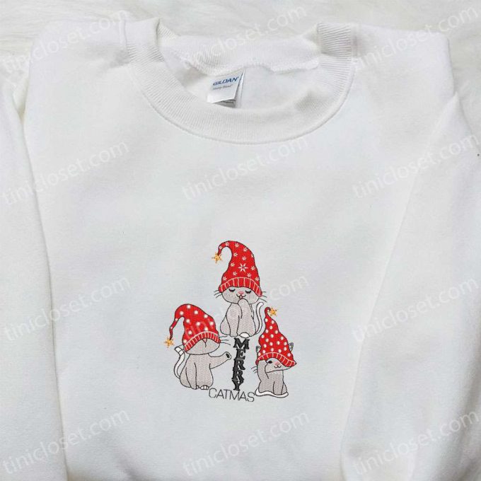 Merry Catmas Gnomes Embroidered Shirt &Amp; Cute Hoodie: B Gift For Men Women Christmas Gifts For Family 5