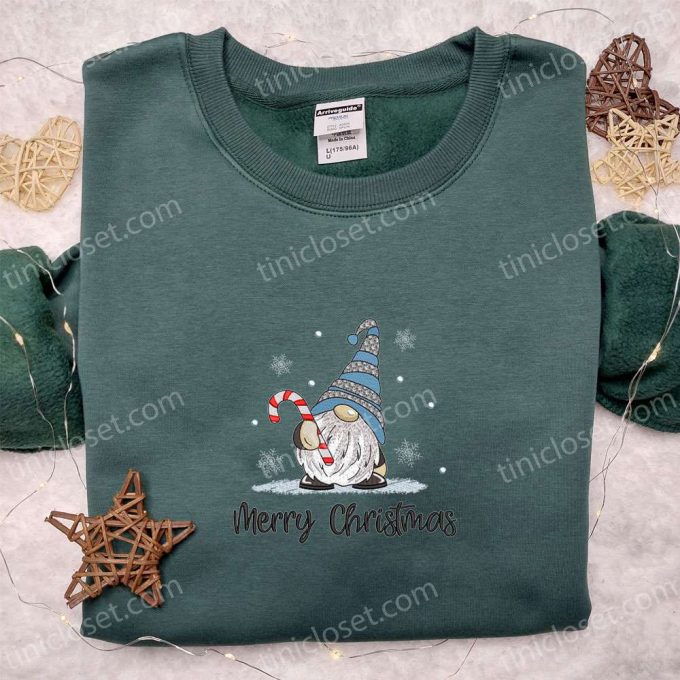 Merry Christmas Gnome Candy Cane Embroidered Shirt &Amp; Hoodie: B Gift For Men Women Family Christmas Gifts 5