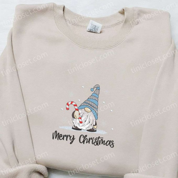 Merry Christmas Gnome Candy Cane Embroidered Shirt &Amp; Hoodie: B Gift For Men Women Family Christmas Gifts 6