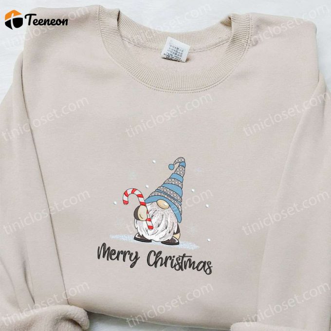 Merry Christmas Gnome Candy Cane Embroidered Shirt &Amp;Amp; Hoodie: B Gift For Men Women Family Christmas Gifts 1