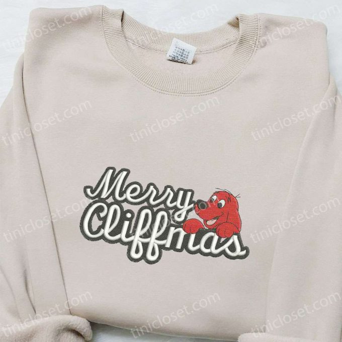 Merry Cliffmas Embroidered Shirt &Amp; Clifford Hoodie: B Gift For Men Women Christmas Gifts For Family 3