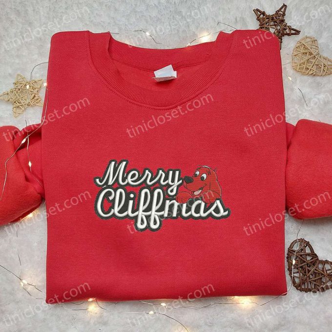 Merry Cliffmas Embroidered Shirt &Amp; Clifford Hoodie: B Gift For Men Women Christmas Gifts For Family 4