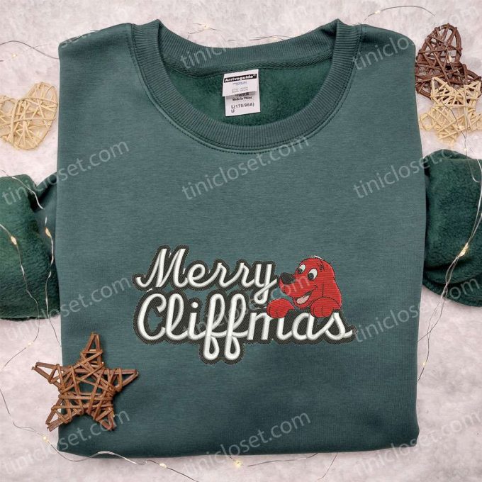 Merry Cliffmas Embroidered Shirt &Amp; Clifford Hoodie: B Gift For Men Women Christmas Gifts For Family 5