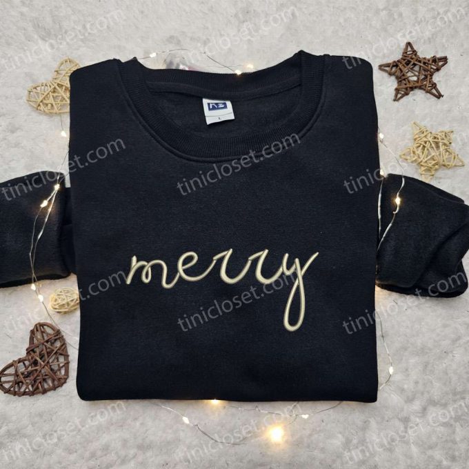 Merry Embroidered Shirt &Amp; Christmas Hoodie: B Gift For Men Women Family Christmas Gifts 5