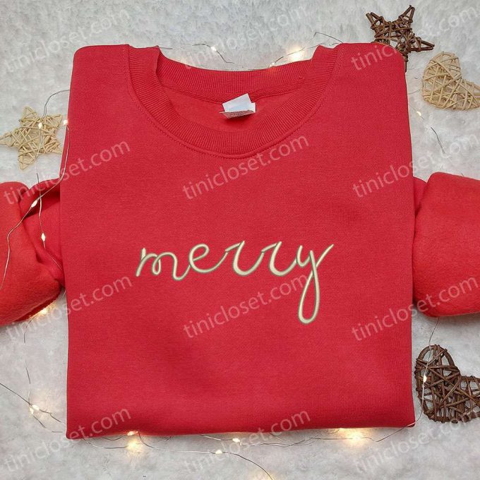 Merry Embroidered Shirt &Amp; Christmas Hoodie: B Gift For Men Women Family Christmas Gifts 6