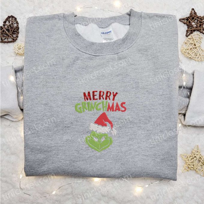 Merry Grinchmas Embroidered Shirt &Amp; Hoodie: B Gift For Men Women Christmas Gifts For Family 2