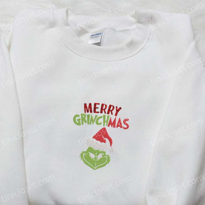 Merry Grinchmas Embroidered Shirt &Amp; Hoodie: B Gift For Men Women Christmas Gifts For Family 4