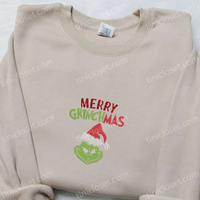 Merry Grinchmas Embroidered Shirt &Amp; Hoodie: B Gift For Men Women Christmas Gifts For Family 6