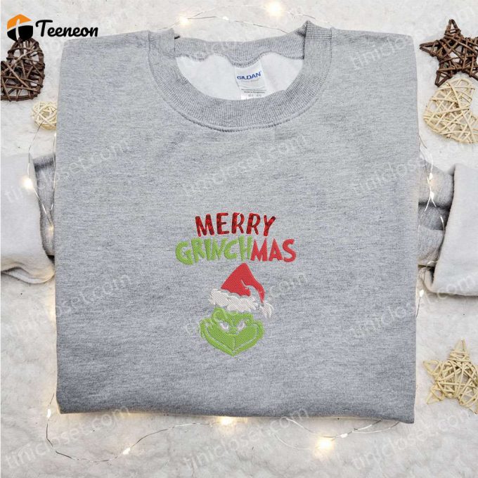 Merry Grinchmas Embroidered Shirt &Amp;Amp; Hoodie: B Gift For Men Women Christmas Gifts For Family 1