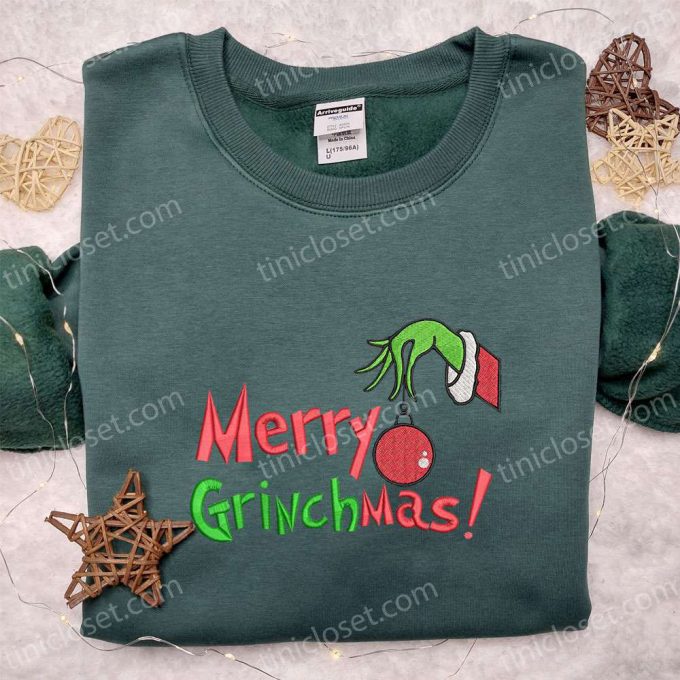 Merry Grinchmas Grinch Hand Ornament Embroidered Shirt &Amp; Hoodie: B Gift For Men Women Christmas Gifts For Family 2