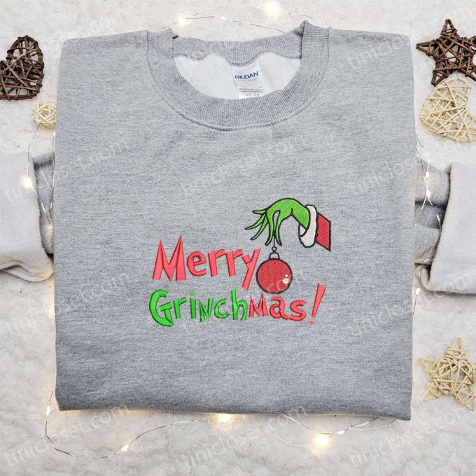 Merry Grinchmas Grinch Hand Ornament Embroidered Shirt &Amp; Hoodie: B Gift For Men Women Christmas Gifts For Family 6