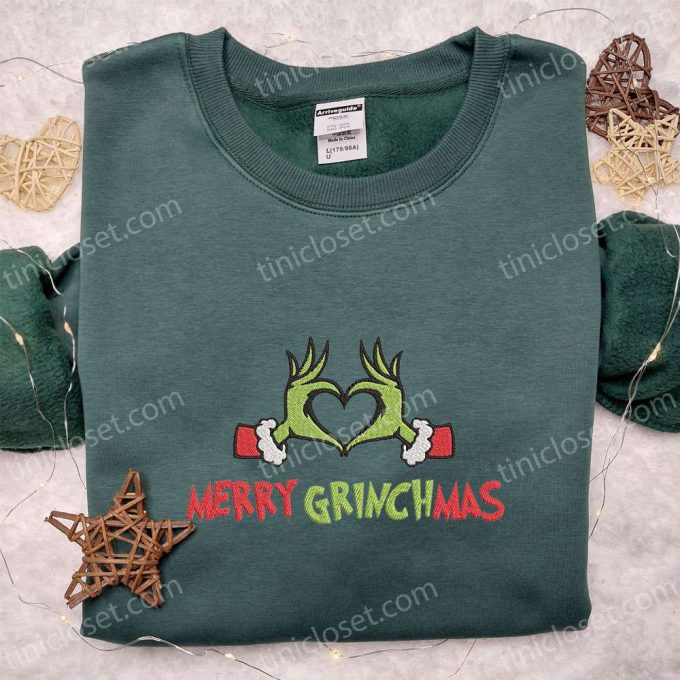 Merry Grinchmas: Grinch Hands Heart Sign Shirt &Amp; Hoodie - B Gift For Men Women Family Christmas Gifts 2