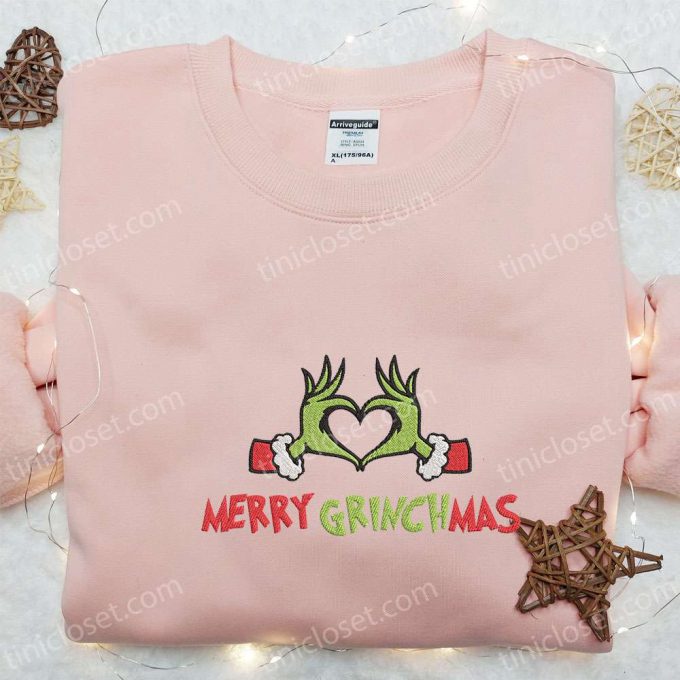 Merry Grinchmas: Grinch Hands Heart Sign Shirt &Amp; Hoodie - B Gift For Men Women Family Christmas Gifts 3