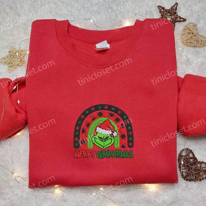 Merry Grinchmas Rainbow Embroidered Shirt &Amp; Christmas Hoodie: B Gift For Men Women Family Christmas Gifts 3