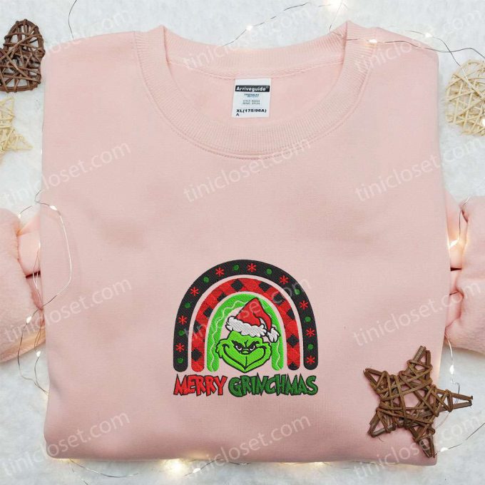 Merry Grinchmas Rainbow Embroidered Shirt &Amp; Christmas Hoodie: B Gift For Men Women Family Christmas Gifts 4