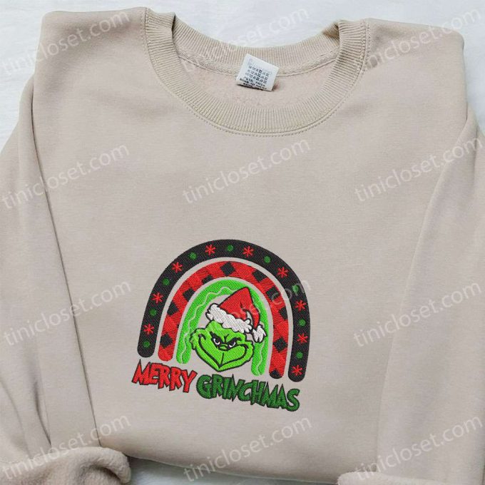 Merry Grinchmas Rainbow Embroidered Shirt &Amp; Christmas Hoodie: B Gift For Men Women Family Christmas Gifts 5