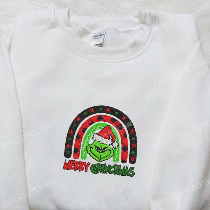 Merry Grinchmas Rainbow Embroidered Shirt &Amp; Christmas Hoodie: B Gift For Men Women Family Christmas Gifts 6