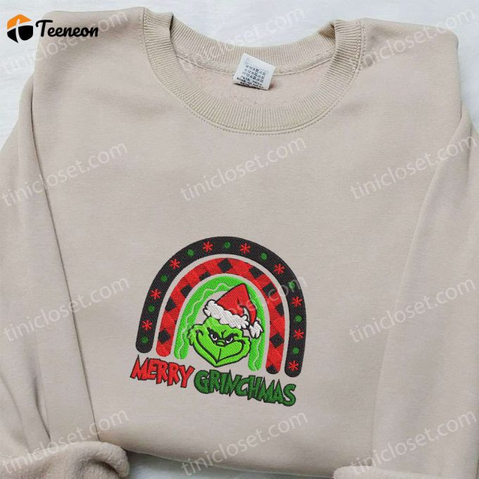 Merry Grinchmas Rainbow Embroidered Shirt &Amp;Amp; Christmas Hoodie: B Gift For Men Women Family Christmas Gifts 1