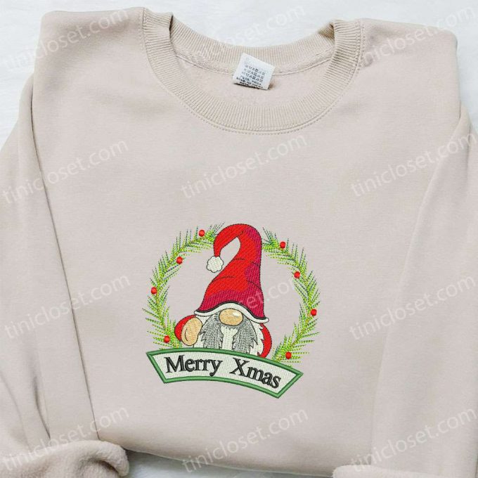 Merry Xmas Gnome Santa Embroidered Shirt &Amp; Hoodie: B Gift For Men Women Christmas Gifts For Family 4