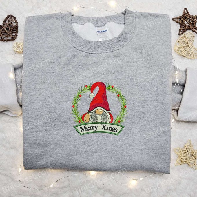 Merry Xmas Gnome Santa Embroidered Shirt &Amp; Hoodie: B Gift For Men Women Christmas Gifts For Family 5