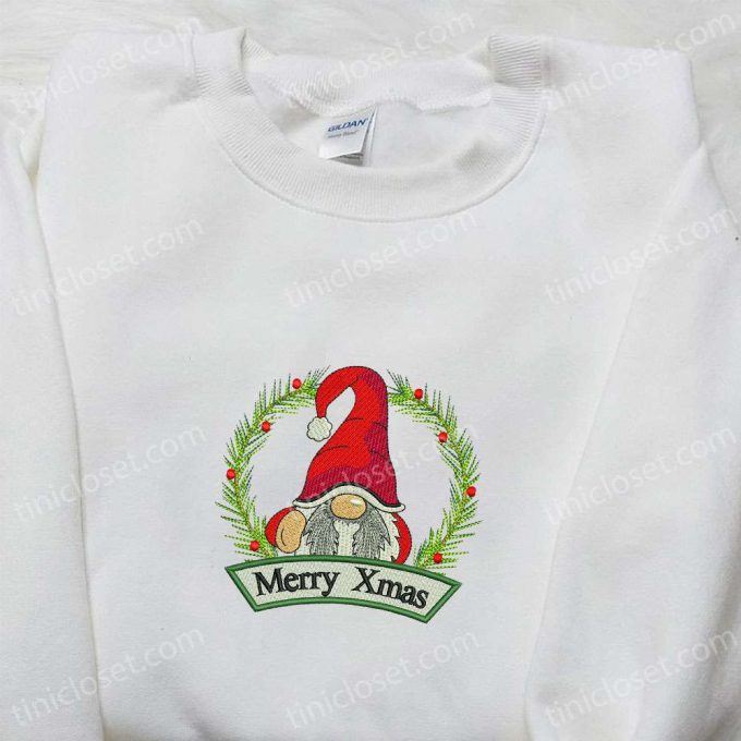 Merry Xmas Gnome Santa Embroidered Shirt &Amp; Hoodie: B Gift For Men Women Christmas Gifts For Family 6