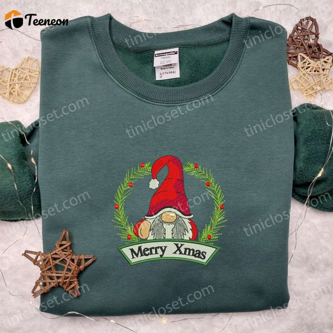 Merry Xmas Gnome Santa Embroidered Shirt &Amp;Amp; Hoodie: B Gift For Men Women Christmas Gifts For Family 1