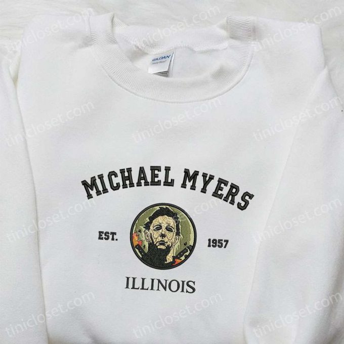 Michael Myers Gift For Men Women 1957 Illinois Embroidered Hoodie: Horror Movie Characters Sweatshirt - Spooky Shirt 2