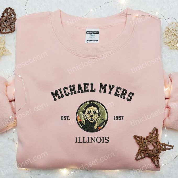 Michael Myers Gift For Men Women 1957 Illinois Embroidered Hoodie: Horror Movie Characters Sweatshirt - Spooky Shirt 3