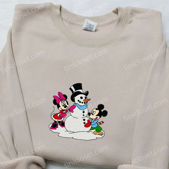 Mickey &Amp; Minnie Snowman Shirt &Amp; Disney Characters Hoodie: B Gift For Men Women Christmas Gifts For Family 3