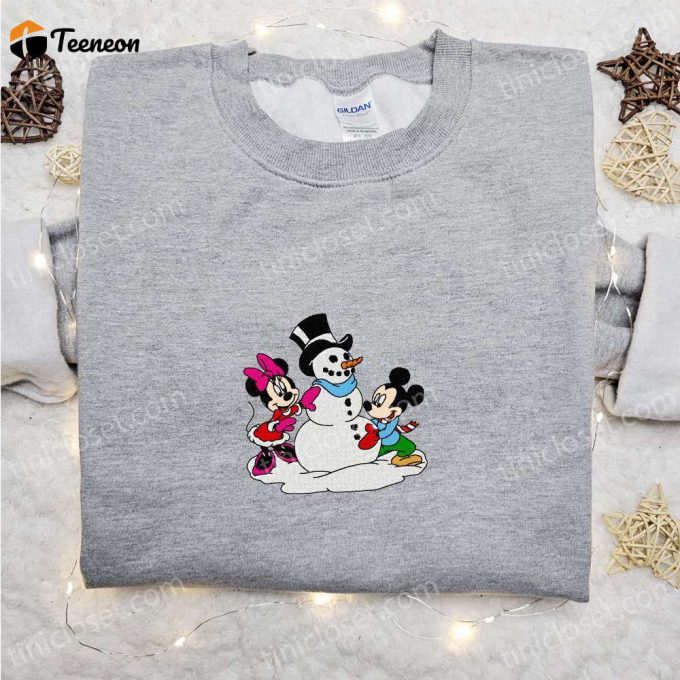 Mickey &Amp;Amp; Minnie Snowman Shirt &Amp;Amp; Disney Characters Hoodie: B Gift For Men Women Christmas Gifts For Family 1