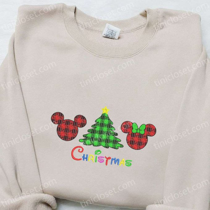 Disney Christmas Tree Plaid Embroidered Shirt &Amp; Hoodie: Perfect Family Gifts 2