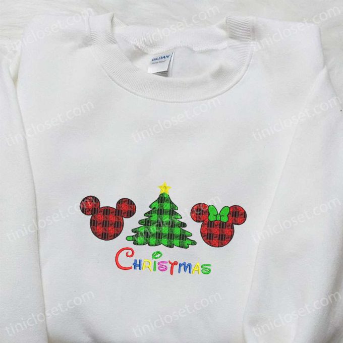 Disney Christmas Tree Plaid Embroidered Shirt &Amp; Hoodie: Perfect Family Gifts 5