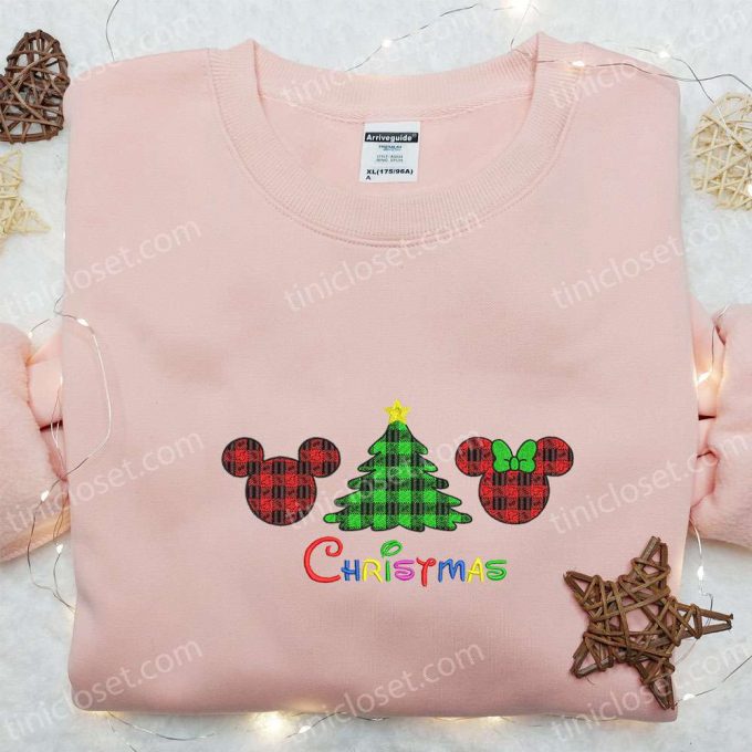 Disney Christmas Tree Plaid Embroidered Shirt &Amp; Hoodie: Perfect Family Gifts 6