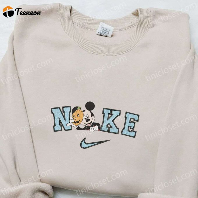 Mickey Mouse Pumpkin Mask Halloween X Nike Embroidered Sweatshirt - Unique Walt Disney Characters Shirt B Gift For Men Women Halloween Gift Ideas 1